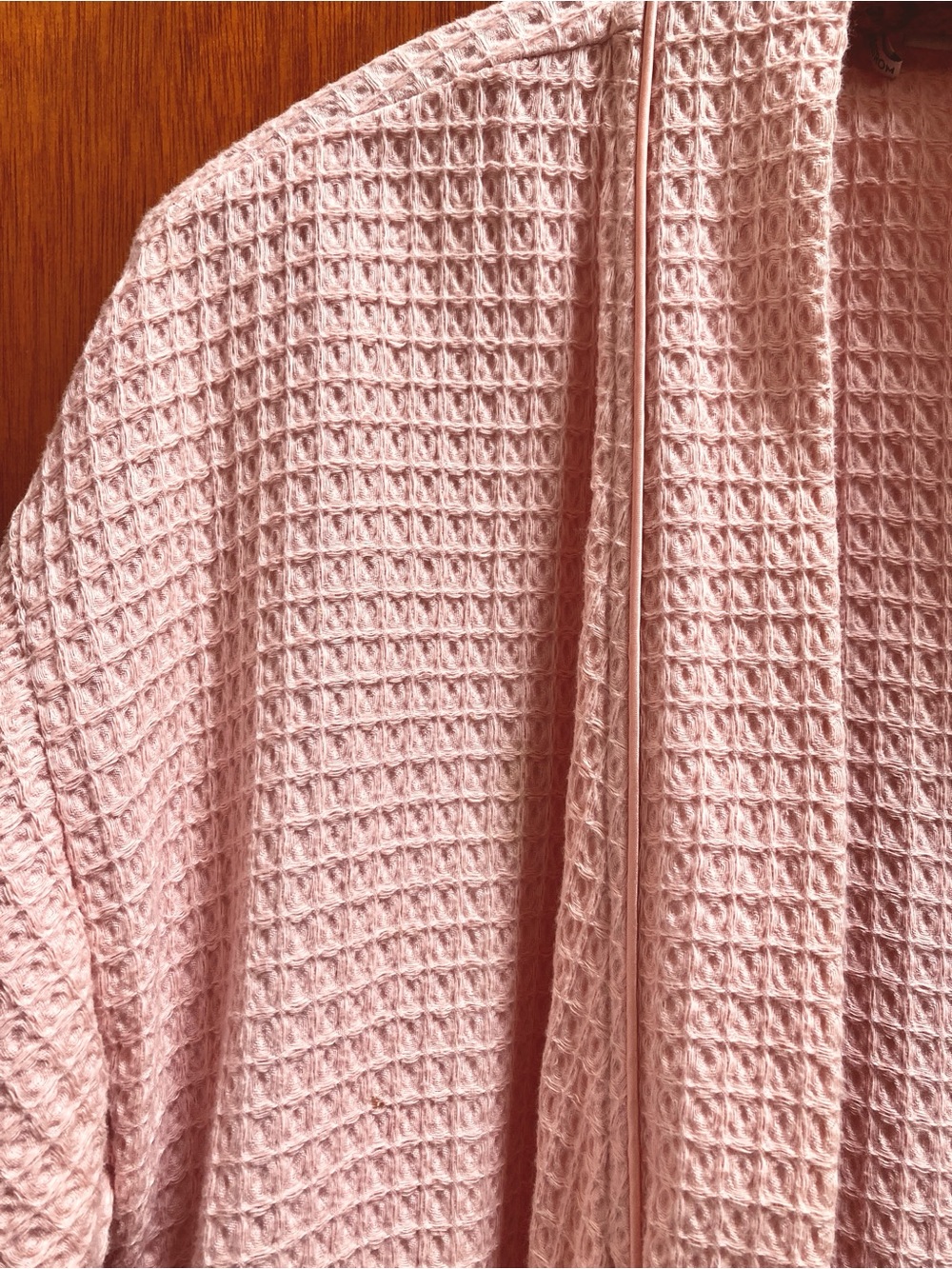 Nordstrom Pink Waffle-Knit Robe with Tie - Picture 2 of 5